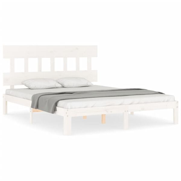 vidaXL Cama sem colch&atilde;o 160x200 cm madeira de pinho maci&ccedil;a branco