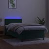 vidaXL Cama box spring c/ colch&atilde;o/LED 90x190 cm veludo verde-escuro