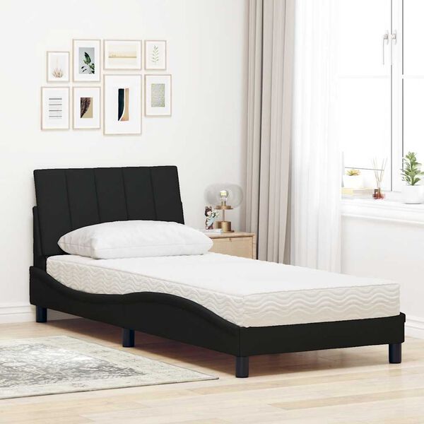 vidaXL Cama com colch&atilde;o Hanko 80x200 cm tecido preto