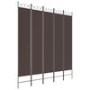 vidaXL Biombo/divis&oacute;ria com 5 pain&eacute;is 200x220 cm tecido castanho