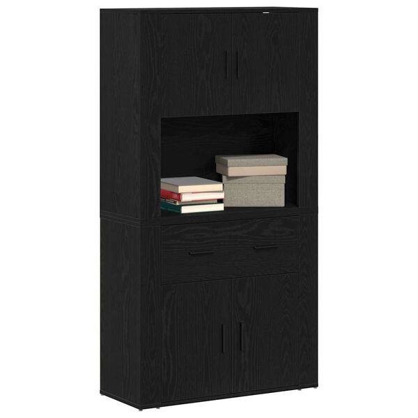 vidaXL Highboard Carvalho preto 80 x 33 x 150 cm Madeira processada