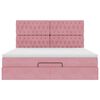 vidaXL Estrutura de cama otomana com colch&otilde;es 160x200 cm veludo rosa