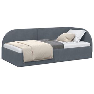 vidaXL Estrutura de Cama de Canto Cinza Escuro 80 x 200 cm Veludo
