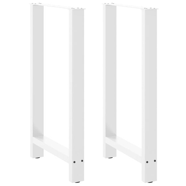 vidaXL P&eacute;s para mesa de bar , 2 pe&ccedil;as, 60x (100-101) cm, branco, a&ccedil;o