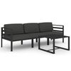 vidaXL 4 pcs conjunto lounge jardim com almofad&otilde;es alum&iacute;nio antracite