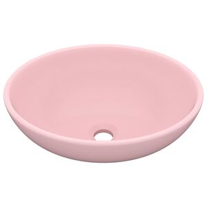 vidaXL Lavat&oacute;rio luxuoso formato oval 40x33 cm cer&acirc;mica rosa mate