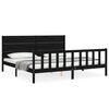 vidaXL Estrutura de cama com cabeceira 200x200 cm madeira maci&ccedil;a preto