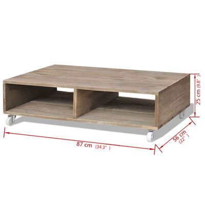 vidaXL Mesa de centro em madeira maciça, castanho