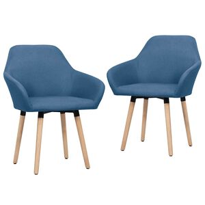 vidaXL Cadeiras de jantar 2 pcs tecido azul