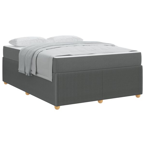 vidaXL Estrutura da Cama com colch&atilde;o Cinza Escuro 140 x 200 cm tecido