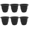 vidaXL Vaso Redondo para Flores 6 pcs Preto &Oslash; 26 x 21.5 cm Pl&aacute;stico