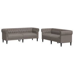 vidaXL 2 pcs conjunto de sof&aacute;s tecido cinzento-acastanhado