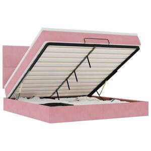 vidaXL Estrutura de cama otomana com colch&otilde;es 180x200 cm veludo rosa