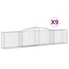 vidaXL Cestos gabi&atilde;o arqueados 9 pcs 400x50x80/100cm ferro galvanizado