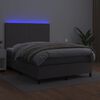 vidaXL Cama box spring c/ colch&atilde;o/LED 140x200cm couro artificial cinza