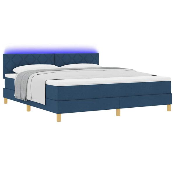 vidaXL Cama Box com colch&atilde;o com cabeceira Azul 180 x 200 cm tecido