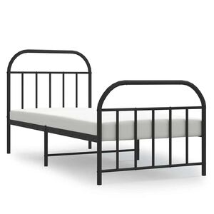 vidaXL Estrutura de cama com cabeceira e p&eacute;s 90x190 cm metal preto