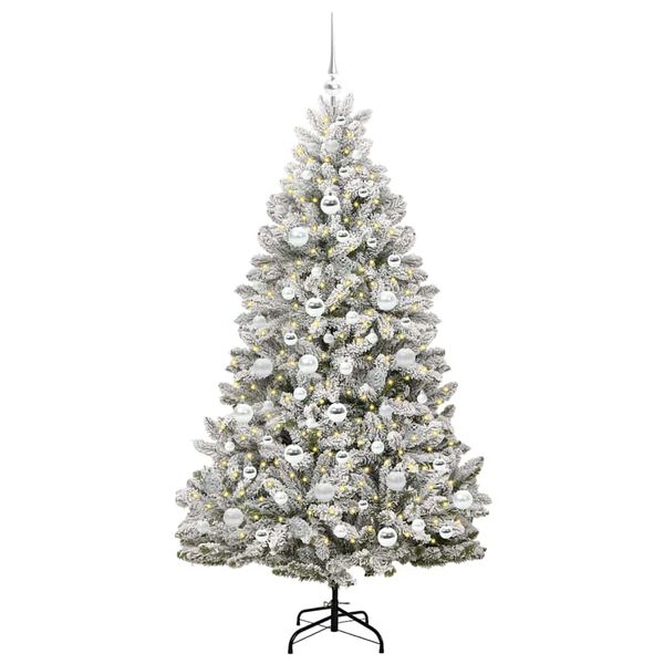 vidaXL &Aacute;rvore de Natal Artificial Verde e Branco 180 cm PVC e Metal