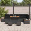 vidaXL Conjunto de Sof&aacute; de Jardim 10 pcs Preto vime PE