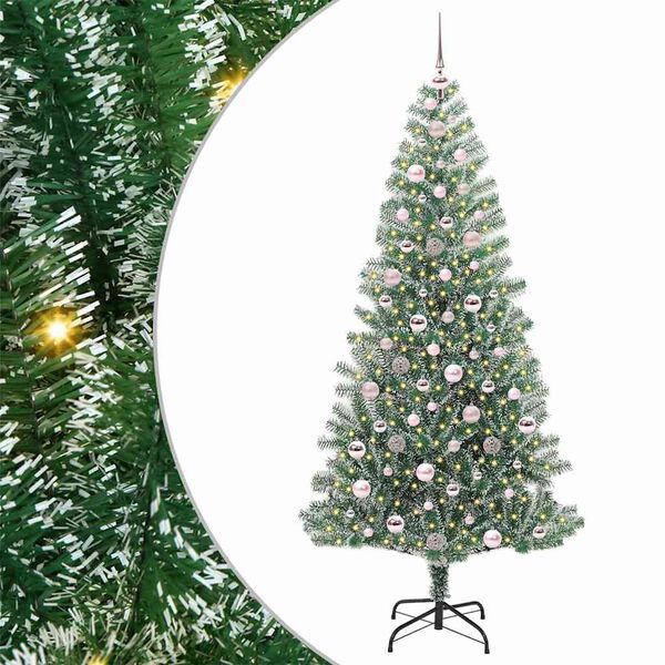 vidaXL Árvore de Natal Artificial Coberta de Neve com Luzes de LED