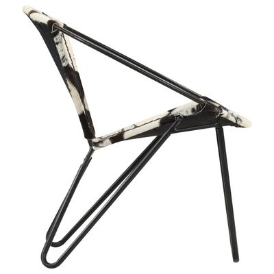 vidaXL Cadeira com padrão de diamantes em couro genuíno preto