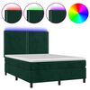vidaXL Cama box spring c/ colch&atilde;o/LED 140x200 cm veludo verde-escuro