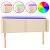 vidaXL Cabeceira de cama c/ luzes LED tecido 147x16x78/88 cm cor creme