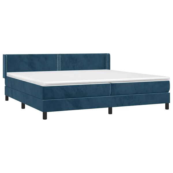 vidaXL Cama com molas/colch&atilde;o 200x200 cm veludo azul-escuro