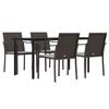 vidaXL 5 pcs conjunto de jantar p/ jardim c/ almofad&otilde;es vime PE e a&ccedil;o