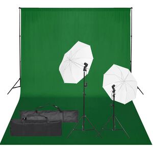 vidaXL Kit de est&uacute;dio fotogr&aacute;fico com conjunto de ilumina&ccedil;&atilde;o e fundo