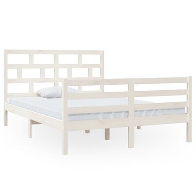 vidaXL Estrutura de cama 140x200 cm madeira de pinho maciça branco