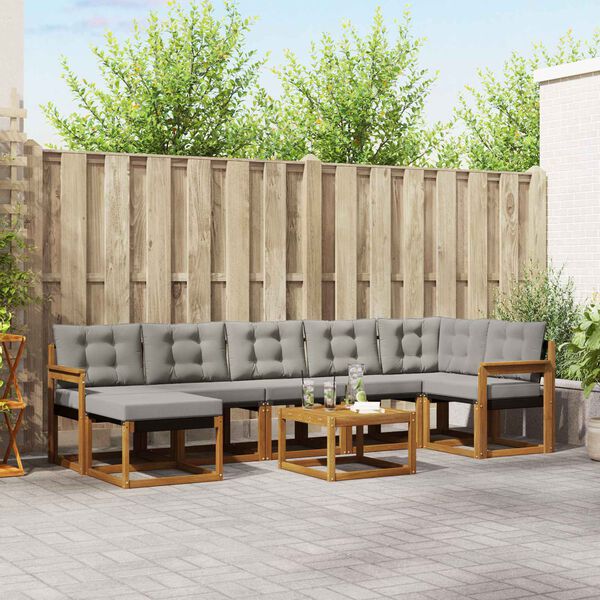 vidaXL Conjunto de Sof&aacute;s para Exterior 8 pcs Cinza Natural e Claro