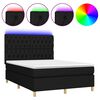 vidaXL Cama box spring c/ colch&atilde;o e LED 140x190 cm tecido preto