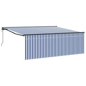 vidaXL Toldo Retr&aacute;til Azul e Branco 400 &times; 300 cm Poli&eacute;ster e Alum&iacute;nio