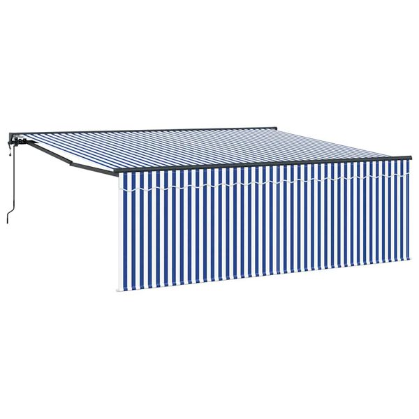 vidaXL Toldo Retr&aacute;til Azul e Branco 400 &times; 300 cm Poli&eacute;ster e Alum&iacute;nio