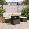vidaXL 6 pcs conjunto sof&aacute;s de jardim c/ almofad&otilde;es vime PE preto
