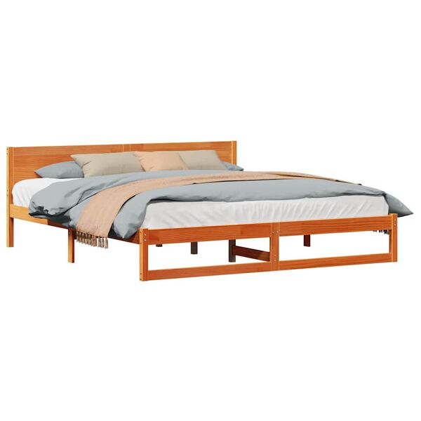 vidaXL Estrutura da Cama com cabeceira Marrom Cera 200 x 200 cm