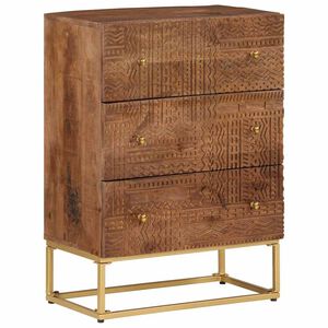 vidaXL C&oacute;moda 55x30x76 cm madeira de mangueira maci&ccedil;a e ferro