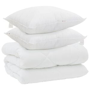 vidaXL Edredom de Inverno com travesseiro 3 unid. Branco Microfibra