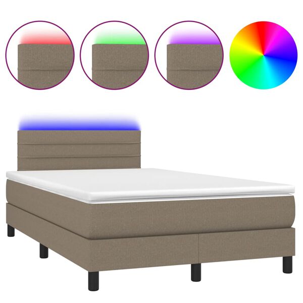 vidaXL Cama box spring colch&atilde;o/LED 120x190cm tecido cinza-acastanhado