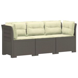 vidaXL Sof&aacute; de Jardim 3 Lugares com Almofadas visual Rattan PP