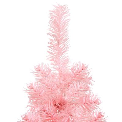 vidaXL Meia árvore de Natal fina com suporte 120 cm rosa