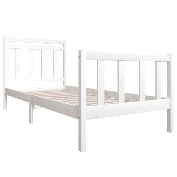 vidaXL Estrutura de cama solteiro 90x190 cm madeira maciça branco