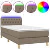 vidaXL Cama box spring colchão/LED 100x200cm tecido cinza-acastanhado
