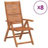 vidaXL Conjunto de 8 cadeiras reclin&aacute;veis dobr&aacute;veis em madeira maci&ccedil;a de ac&aacute;cia, medindo 56x72x107 cm.