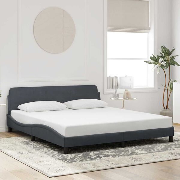 vidaXL Estrutura de cama Dover 180x200 cm veludo cinzento-escuro