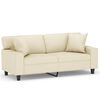 vidaXL Sof&aacute; 2 lugares + almofadas decorativas 140cm couro artif. creme