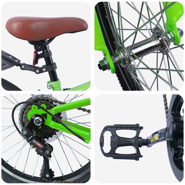 vidaXL Bicicleta Infantil 24 Polegadas 6-Speed para 8-12 anos Verde