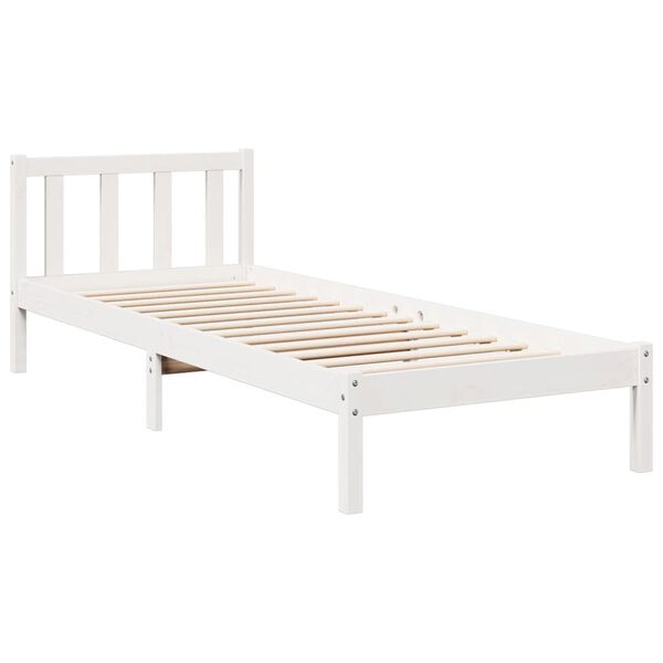 vidaXL Cama extra longa sem colch&atilde;o 100x210 cm pinho maci&ccedil;o branco