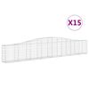 vidaXL Cestos gabi&atilde;o arqueados 15pcs 400x30x60/80 cm ferro galvanizado